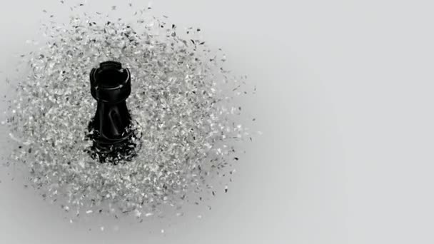 Luksusowe Tło Czarną Wieżą Szachową Białych Fragmentach Szkła Unikalny Design — Wideo stockowe