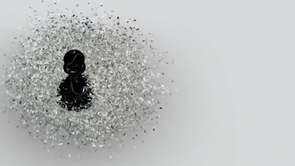 Розкішний Фон Чорною Шаховою Свинею Фрагментах Білого Скла Унікальний Дизайн — стокове відео