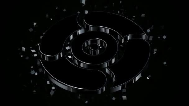 Темний Фон Плаваючою Чорною Формою Відображенням Кубиками Унікальним Дизайном Рендером — стокове відео