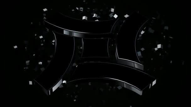 Dunkler Hintergrund Mit Schwebender Schwarzer Form Reflexion Einzigartigem Design Würfel — Stockvideo