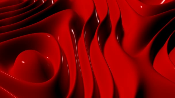 Ondas Plasma Rojo Fondo Diseño Único Lujo Renderizado Reflexión — Vídeos de Stock