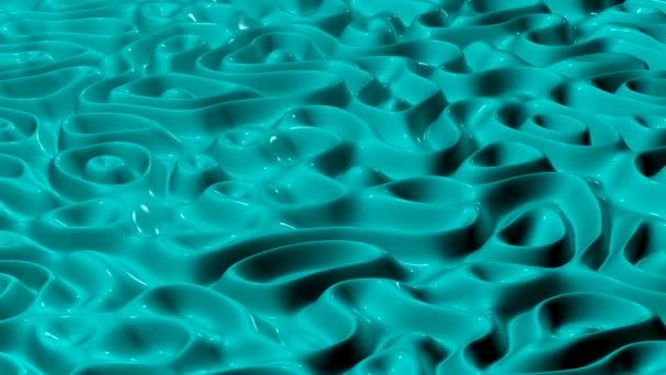 Aqua Plasma Waves Bakgrund Reflektion Unik Design Render Lyx — Stockvideo