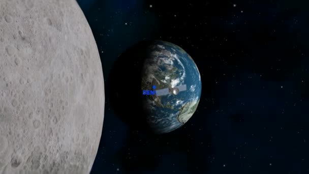 Approche Denver Delà Lune Satellite Espace Terre Avion Render — Video