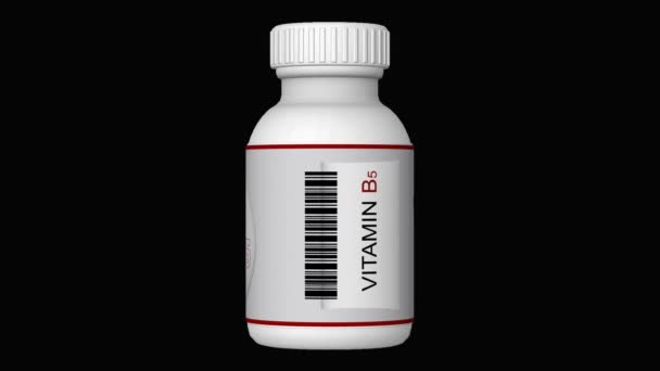 Bouteille Avec Vitamin Pills Comprimés Canal Alpha Boucle Render — Video