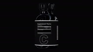Özel C vitamini kapsülleri, haplar, alfa kanalı, döngülü, 3D render
