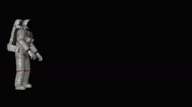 Astronot uzayda soldan sağa doğru yüzüyor. Alfa Kanalı, 3D Hazırlama