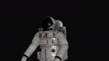 Astronot kameranın altında uçar. Alfa Kanalı, 3D Hazırlama