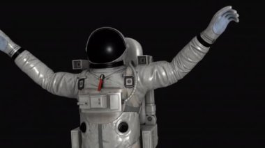 Mutlu astronot kameranın altında uçar. Alfa Kanalı, 3D Hazırlama