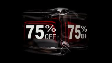 İndirimli metinli cam küp -% 75 indirimli, Alpha Channel, özel, döngülü