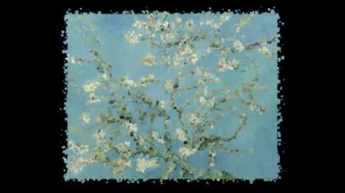 Vincent Van Gogh 'un canlı tablosu - Badem Çiçekleri, Alfa Kanalı, Özel