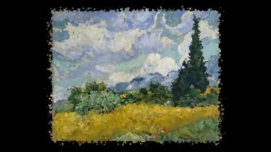 Vincent Van Gogh 'un canlı tablosu - Cypress' li Buğday Sahası, Alfa Kanalı, Özel