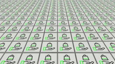 Canlandırılmış Alışveriş Simgeleriyle Dinamik Arkaplan, Gümüş Döşemeler, Eşsiz Tasarım