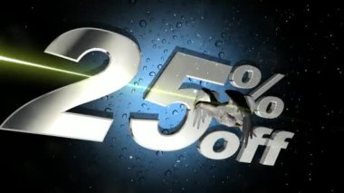 Kartal ve satış mesajı içeren animasyon -% 25 indirimli, özel