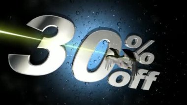 Kartal ve satış mesajı içeren animasyon -% 30 indirimli, özel