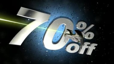 Kartal ve satış mesajı içeren animasyon -% 70 indirimli, özel