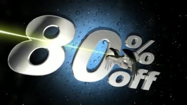 Kartal ve satış mesajı içeren animasyon -% 80 indirimli, özel