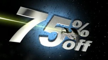 Kartal ve satış mesajı içeren animasyon -% 75 indirimli, özel