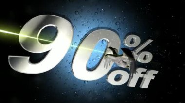 Kartal ve satış mesajı içeren animasyon -% 90 indirimli, özel