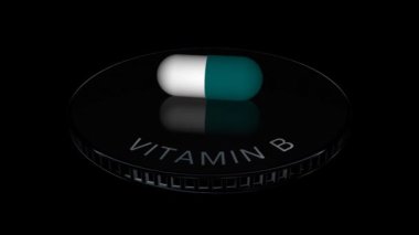 Vitamin B Pill, Capsule, Alpha Channel, Looped, 3D Render