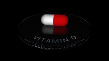 Vitamin D Pill, Capsule, Alpha Channel, Looped, 3D Render