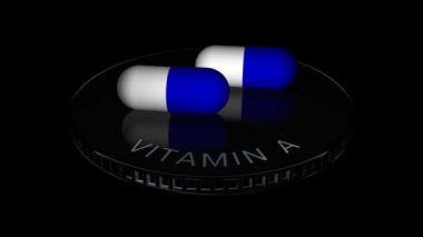 Vitamin A Pills, Capsules, Alpha Channel, Looped, 3D Render