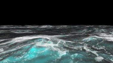 Şeffaf Arkaplan ve Kamera Dönüşlü Büyük Deniz Dalgaları, Alfa Kanalı, 3D Render