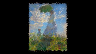 Claude Monet 'in canlı tablosu - Şemsiyeli Kadın. Alfa Kanalı, Özel