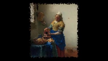 Johannes Vermeer 'in yaşayan tablosu, Sütçü Kız. Alfa Kanalı, Özel