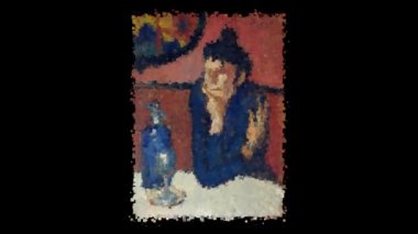 Pablo Picasso 'nun yaşayan tablosu Absinthe İçicisi. Alfa Kanalı, Özel