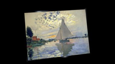 Claude Monet 'in yüzen tablosu. Le Petit-Gennevilliers' de yelkenli. Alfa Kanalı