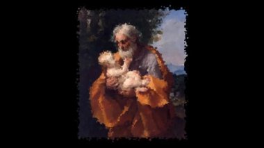 Guido Reni 'nin yaşayan tablosu - Aziz Joseph ve İsa' nın Çocuğu. Alfa Kanalı, Özel