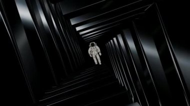 Karanlık Tünelde Koşan Astronot, Reklam Şablonu, Özel Tasarım, Eşsiz Tasarım, Uzay