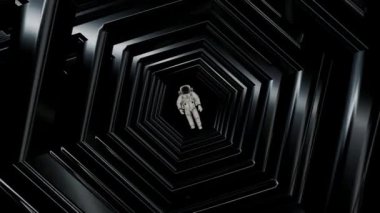 Karanlık bir Tünelde Koşan Astronot, Reklam Şablonu, Uzay, Özel, Eşsiz Tasarım