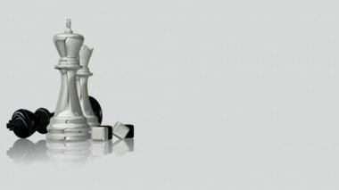Satranç - Beyaz Won ve Siyah Kayıp, Döngülü Arkaplan, Eşsiz Tasarım, 3D Render, Özel