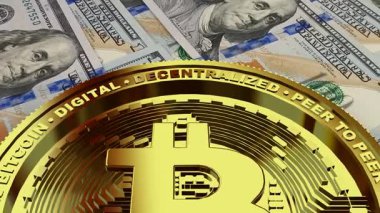 Altın Bitcoin Üzerindeki Hareket ve 100 Dolarlık Faturalar, Yüksek Kalite, İş, Özel