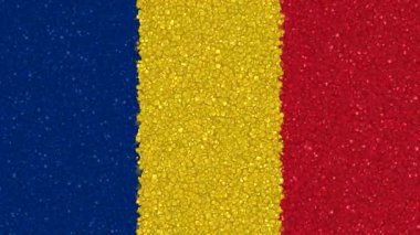 The Flag of Romania is shown with moving cubes forming a premium background with elegant modern digital elegance
