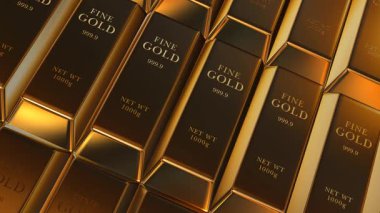 Exclusive Motion of Golden Bullions Representing Finance and Capital Power Within a Unique Precious Metals Elegant Setting