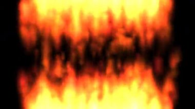 Yukarıdan ve aşağıdan güçlü alevler. Sıcak ve gerçekçi ısı dalgaları, şeffaf alfa kanalında izole edilmiş.