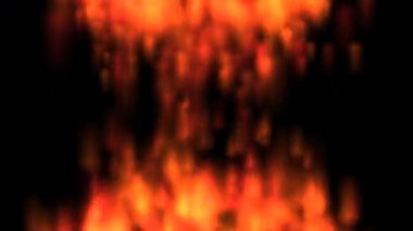 Yukarıdan ve aşağıdan alevler saçan parlak enerji ve gerçekçi alevli detaylar, şeffaf alfa kanalında izole edilmiş.