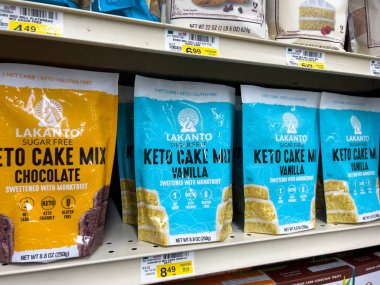 Seattle, WA USA - circa December 2022: Close up view of keto friendly baking mixes for sale inside a Safeway grocery store.