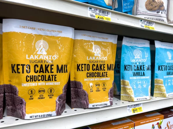 Seattle, WA USA - circa December 2022: Close up view of keto friendly baking mixes for sale inside a Safeway grocery store.