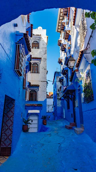 Malované Modré Budovy Chefchaouen Maroko — Stock fotografie