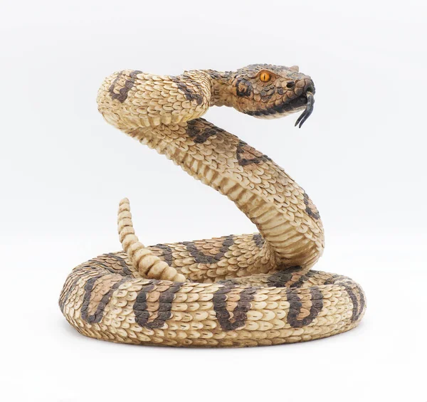 Modelo Falso Cascavel Chocalho Cobra Estátua Pose Greve Com Língua — Fotografia de Stock