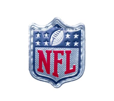 21 Şubat 2024 Öcala, Florida NFL National Football League markasının logosu beyaz arka planda izole edilmiş. Tüm takımlardaki formalarda görüldüğü gibi rozet.