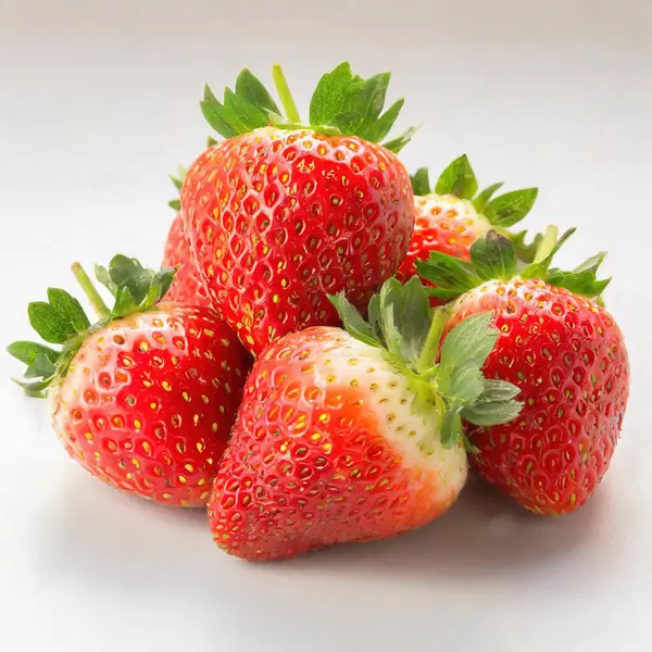 Strawberry isolated. Strawberries with leaf isolate. Whole and half of strawberry on white. Strawberries isolate on white background. Side view strawberries set