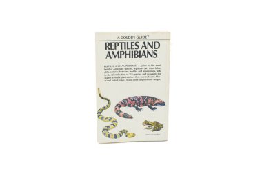 Ocala, FL 5-15-24 Reptiles and Amphibians, guide to familiar American species, 212 in full color, Golden nature guide featuring rattlesnake, Gila monster, frog on back cover. Printed in the Year 1953 clipart