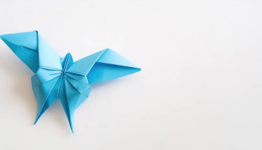 Hayvan konsepti kağıt origamisi beyaz arka planda izole edilmiş kelebek ya da fotokopi alanı olan kelebekler, hafta sonu eğlence için çocuklar için basit başlangıç sanatı