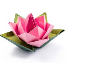 Nilüfer çiçeğinin beyaz zemininde farklı renklerde izole edilmiş bir hayvan su kavramı, kopyalama alanı ile, çocuklar için basit başlangıç sanatı