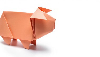 farm Animal agriculture farming concept origami isolated on white background of a cute pig, with copy space, simple starter craft for kids clipart