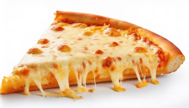 Beyaz arka planda izole edilmiş ve fotokopi alanı olan lezzetli Cheeze Pizza. Erimiş mozzarella ve ince katmanlı kırmızı domates soslu bir öğün için kişisel boyut.